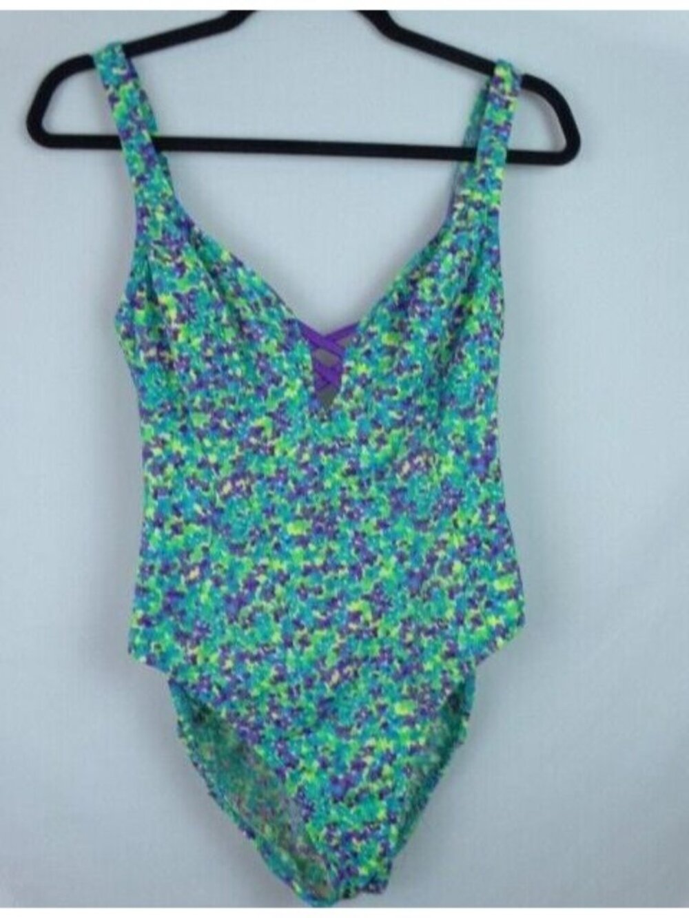 Pacific Connection Vintage Swimsuit Juniors Size 13 Green Floral 90s One Piece